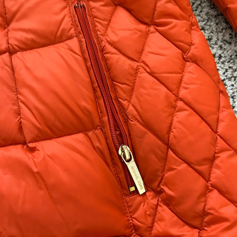 NWT Michael Kors Spice Orange Packable Quilted Down Puffer Jacket Coat 1X - Picture 3 of 7